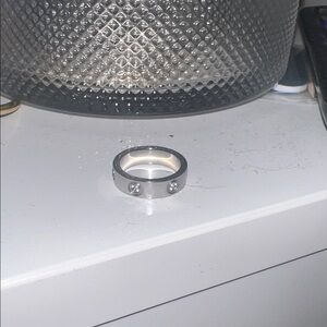 Sz 5 small Silver Ring with Cartier Gem Accents